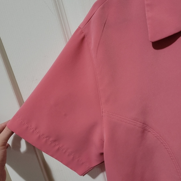 Vintage pink short sleeve button front collared blouse large - Picture 4 of 8